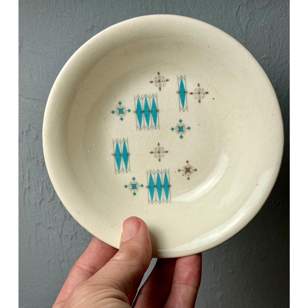 Set of 2 Mid Century Modern Atomic Starburst Berry Bowls | Turquoise Trinket - Picture 7 of 15
